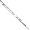 thumbnail image 1 of 925 Sterling Silver Fancy Necklace Chain 3 Strand D/C Bead Polished Bracelet 7 inch, 1 of 2