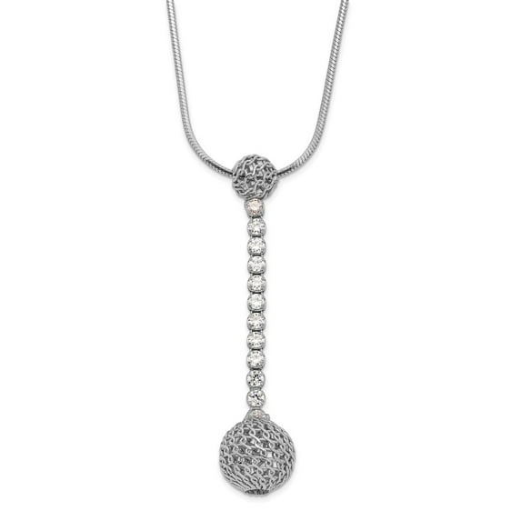 925 Sterling Silver Fancy Necklace Chain Polished CZ Dangle 19 inch