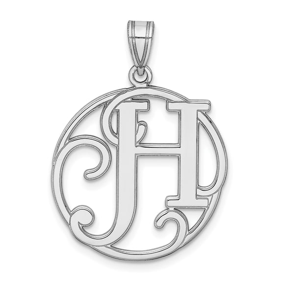 925 Sterling Silver Fancy Script Initial H Charm Pendant