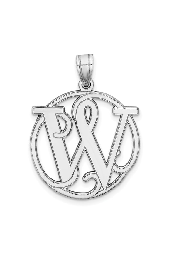 925 Sterling Silver Fancy Script Initial W Charm Pendant