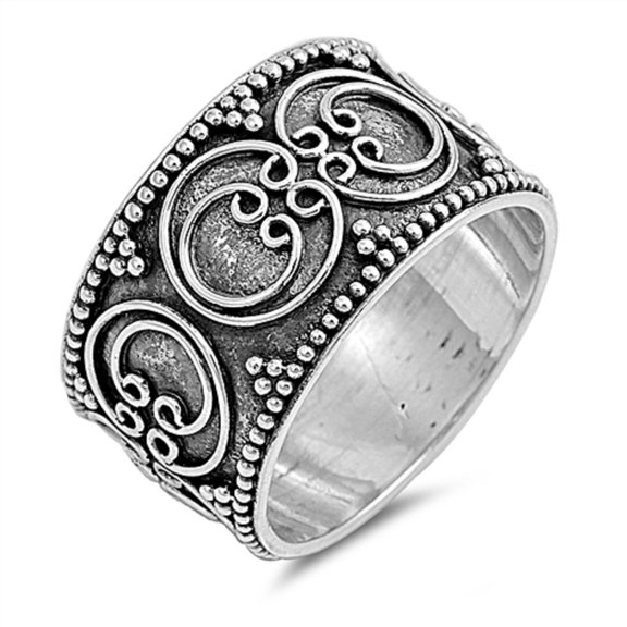 925 Sterling Silver Fashion Bali Ring Size 9