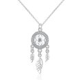 thumbnail image 1 of 925 Sterling Silver Feather Charm Necklace Pendant Dream Catcher Statement Choker Decoration Jewelry Luxury With You Accessories Trendy Best For Gift For Women And Men, 1 of 5