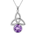 thumbnail image 1 of 925 Sterling Silver Celtic Knot Necklace for Women February Birthstone Amethyst Purple Gemstone Trinity Triquetra Irish Pendant Jewelry Birthday Gift Hipunk, 1 of 8