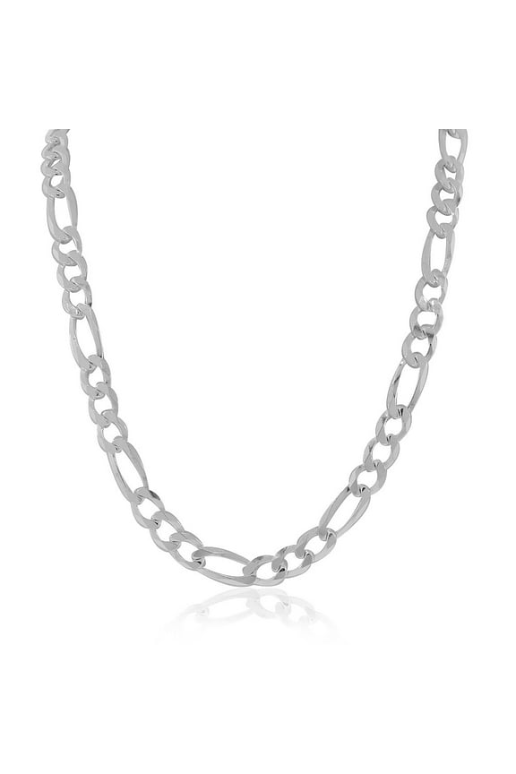 925 Sterling Silver Figaro Classic Mens Necklace - Made in Italy, 24"