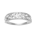 thumbnail image 1 of 925 Sterling Silver Filigree Band Ring for Women with 0.12 Carat TW Natural Diamond Accents, White Gold Plated, H-I Color I1-I2 Clarity (Size- 8), 1 of 3