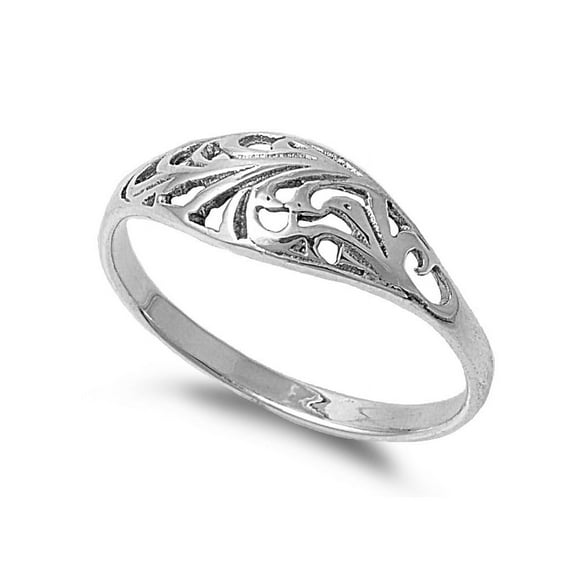 925 Sterling Silver Filigree Designer Petite Rings Size 3