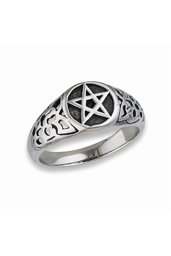 925 Sterling Silver Filigree Pentagram Star Oxidized Statement Women Unique Vintage Inspired Ring
