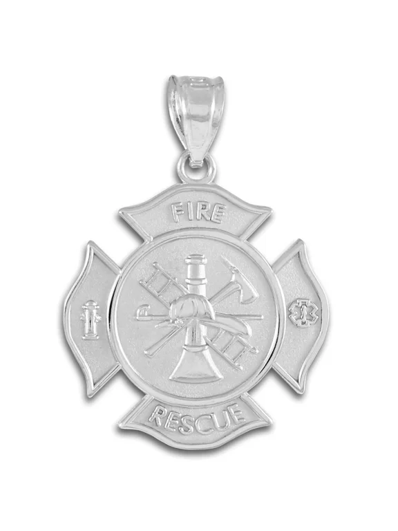 925 Sterling Silver Fire Department Firefighter Badge(Pendant)