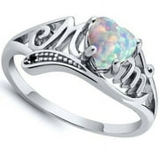 U&I ENTERTAINMENT 925 Sterling Silver Fire Opal MOM Character Diamond Ring