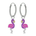 thumbnail image 1 of 925 Sterling Silver Flamingo Hoop Earrings, 1 of 7