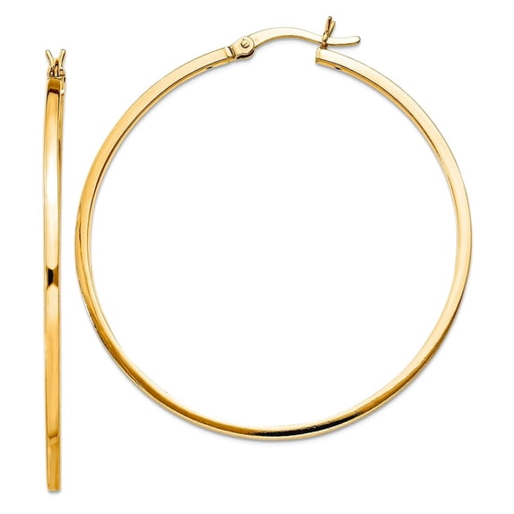 925 Sterling Silver Flash Gold Plated 1.5x45mm Hoop Earrings 45x45mm Wide 1.5mm Thick Hoop Earring for Women
