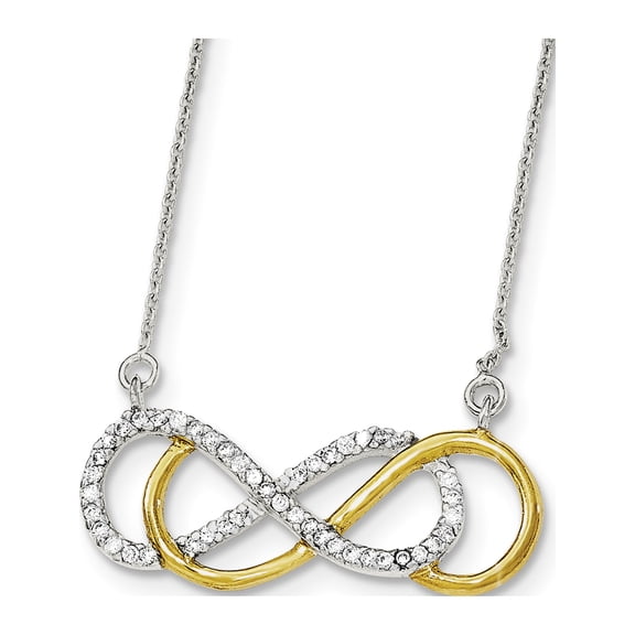 925 Sterling Silver Flash -plated CZ Infinity Necklace