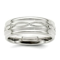 925 Sterling Silver Flat Band 7mm Polished Fancy Band Ring Size 13 Ring for Women and Men