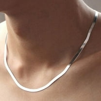 925 Sterling Silver Flat Herringbone Chain Necklace Men's and Women's Flat Snake Chain Necklace Silk Flat high Polish Chain Necklace Hypoallergenic Exquisite Collar (20in)