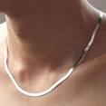 thumbnail image 1 of 925 Sterling Silver Flat Herringbone Chain Necklace Men's and Women's Flat Snake Chain Necklace Silk Flat high Polish Chain Necklace Hypoallergenic Exquisite Collar (20in), 1 of 5