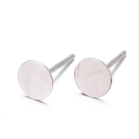 925 Sterling Silver Flat Pad with 925 Stamp Silver Stud Earring Findings Earring Posts tray: 6mm 11.5mm Pin: 0.8mm