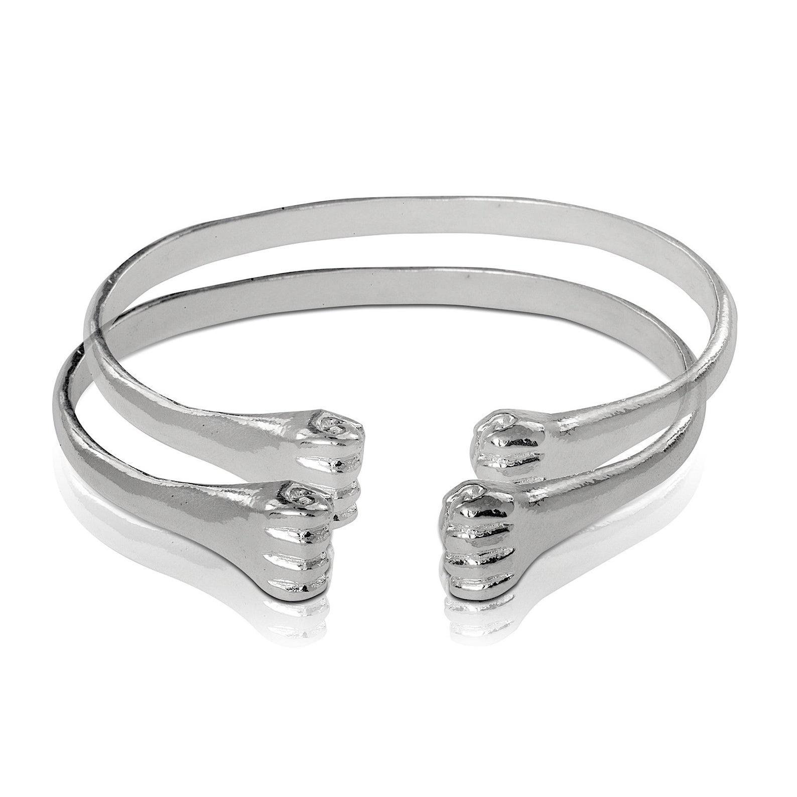 Sterling silver shop bangles with fists