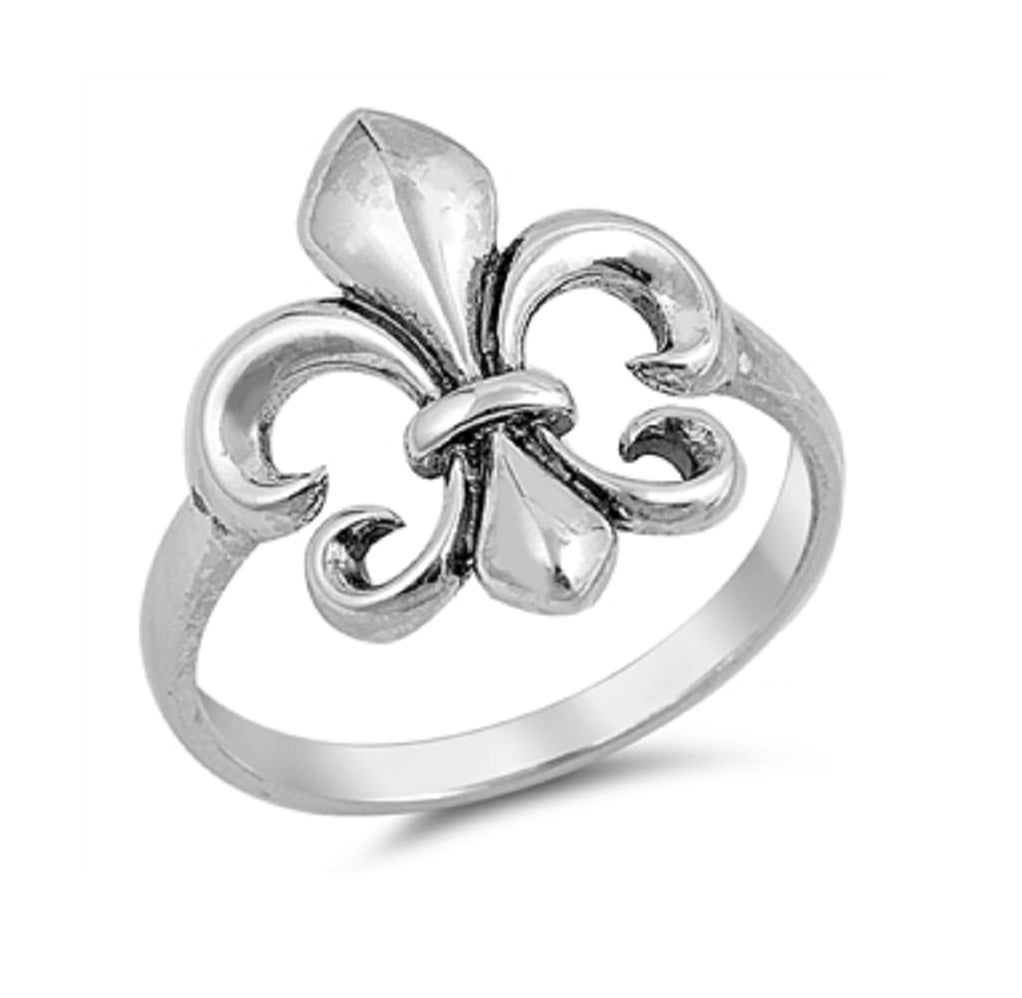 925 Sterling Silver Fleur De Lis Ring Size 8 - Walmart.com
