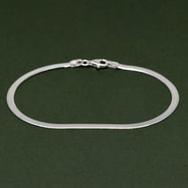 925 Sterling Silver Flexible 3.5mm Herringbone Bracelet Anklet, Italian By Oliver & Navy