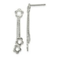 thumbnail image 1 of 925 Sterling Silver Flower Dangle Earrings; for Adults and Teens; for Women and Men, 1 of 1