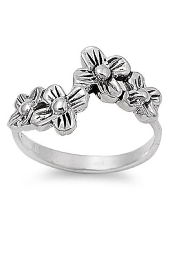 925 Sterling Silver Flowers for You Ring Size 7