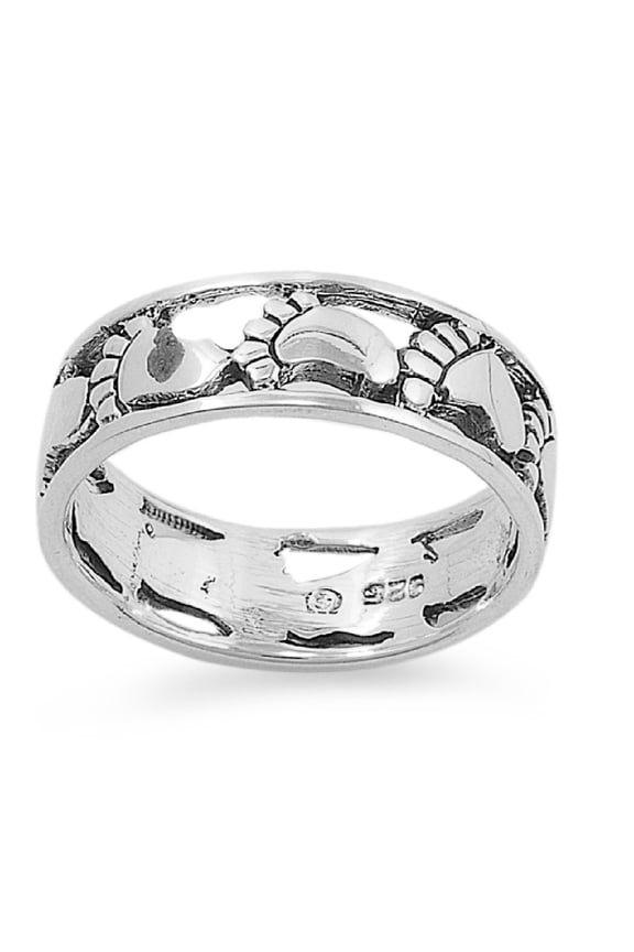 925 Sterling Silver Footprints of Serenity Ring Size 7
