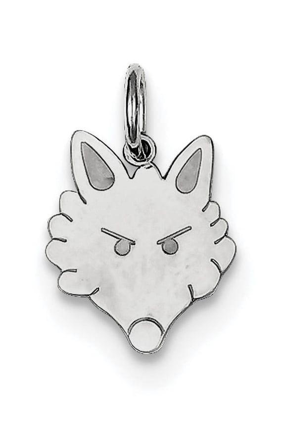 925 Sterling Silver Fox Head Polished Front/Satin Back (11x14mm) Pendant / Charm