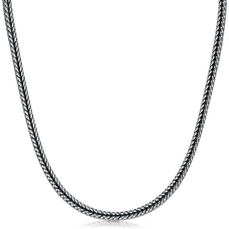 925 Sterling Silver Franco Chain 2MM 3MM Foxtail Chain Necklace for Men Women 18, 20, 22, 24, 26 Inch