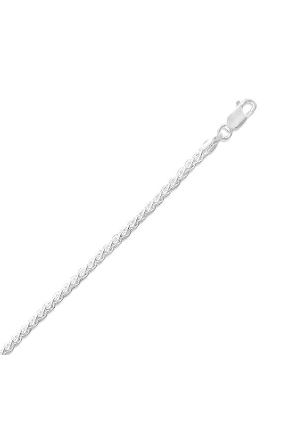 925 Sterling Silver French Wheat Chain Necklace 2.5mm Lobster Clasp Closure 22 Inch Chain Necklace for Women and Men