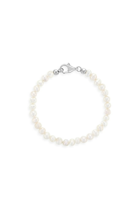 925 Sterling Silver Freshwater Cultured Pearl Bracelet For Baby Girls 4.5"