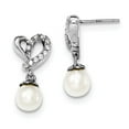 thumbnail image 1 of 925 Sterling Silver Freshwater Cultured Pearl CZ Earrings; for Adults and Teens; for Women and Men, 1 of 2