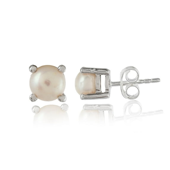 925 Sterling Silver Freshwater Pearls Classic Designer Round Stud Earrings for Women