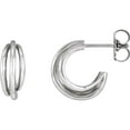 thumbnail image 1 of 925 Sterling Silver Friction Back Polished Multi- Layer Metal Hoop Earring Hoop Earring for Women, 1 of 2
