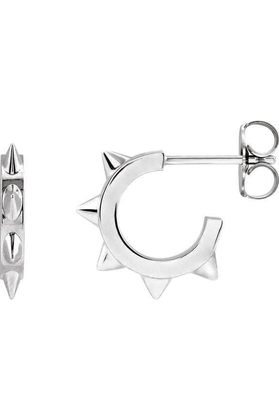 925 Sterling Silver Friction Back Polished Spike Hoop Earring Hoop Earring for Women - 1.8 Grams