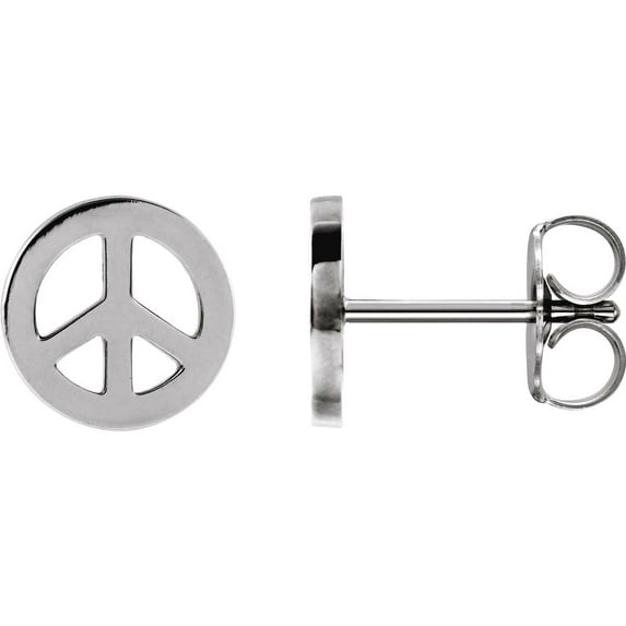 925 Sterling Silver Friction Backs Included Polished Tiny Peace Earring Stud Earring for Women