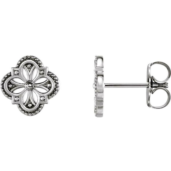 925 Sterling Silver Friction Backs Included Polished Vintage-inspired Clover Earring Stud Earring for Women