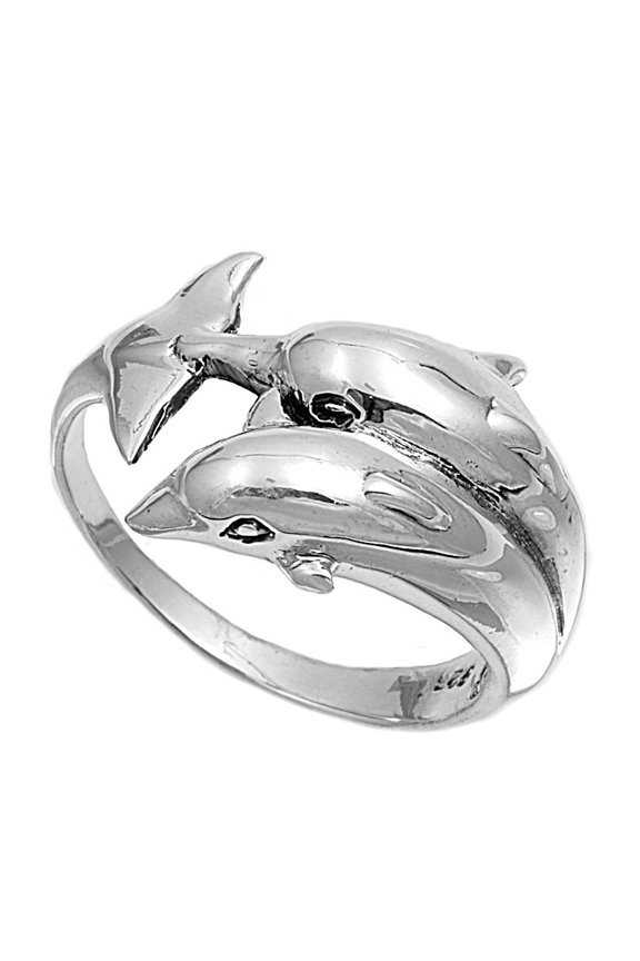 925 Sterling Silver Friends 4ever Dolphin Ring Size 8