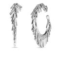 thumbnail image 1 of 925 Sterling Silver Fringe C Hoop Earrings With Push Back Clasp Hoop Earring for Women, 1 of 2