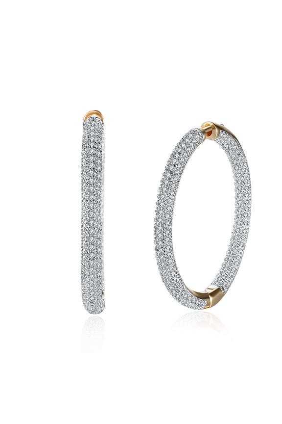 925 Sterling Silver Full 5A Cubic Zircon Big Circle Hoop Earrings For Women Wedding Engagement Fashion Party Fashion Luxury Jewelry Wedding Gift