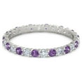 thumbnail image 1 of 925 Sterling Silver Full Eternity Amethyst With White Cz Round 2.50 MM Women Stacking Ring, 1 of 4