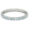 thumbnail image 1 of 925 Sterling Silver Full Eternity Aquamarine With White Cz Round 2.50 MM Women Stacking Ring Size US- 8.5, 1 of 5