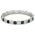 thumbnail image 1 of 925 Sterling Silver Full Eternity Black Spinel With White Cz Round 2.50 MM Women Stacking Ring (Sterling Silver, 5), 1 of 5