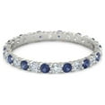 thumbnail image 1 of 925 Sterling Silver Full Eternity Blue Sapphire With White Cz Round 2.50 MM Women Stacking Ring (Sterling Silver, 7.5), 1 of 5