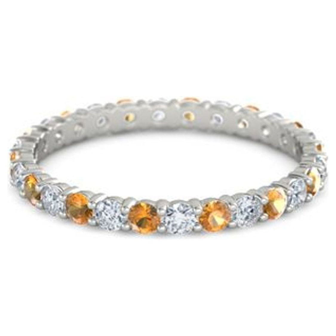 925 Sterling Silver Full Eternity Citrine With White Cz Round 2.50 MM ...