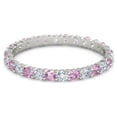 thumbnail image 1 of 925 Sterling Silver Full Eternity Pink Tourmaline With White Cz Round 2.50 MM Women Stacking Ring Size US- 9, 1 of 5