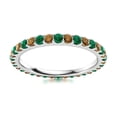 thumbnail image 1 of 925 Sterling Silver Full Eternity Round Smoky Quartz & Emerald Ring For Women, 1 of 2