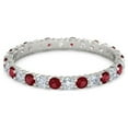 thumbnail image 1 of 925 Sterling Silver Full Eternity Ruby With White Cz Round 2.50 MM Women Stacking Ring, 1 of 4