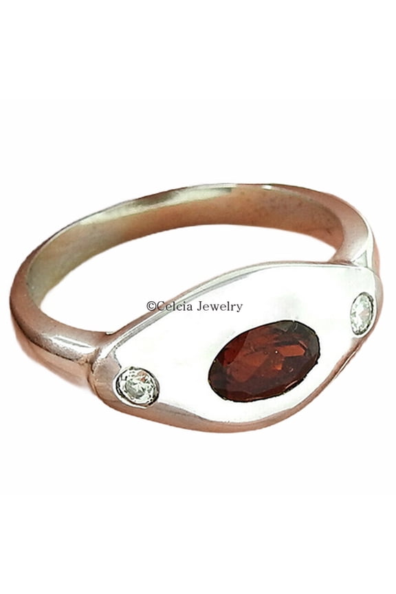 925 Sterling Silver, Garnet & CZ Gemstone Ring, Stackable Ring, Stacking Ring, Spiritual&nbsp;Gifts, Anxiety&nbsp;Ring, January April Birthstone Ring, Promise Ring, Unique&nbsp;Gifts For Women (7)