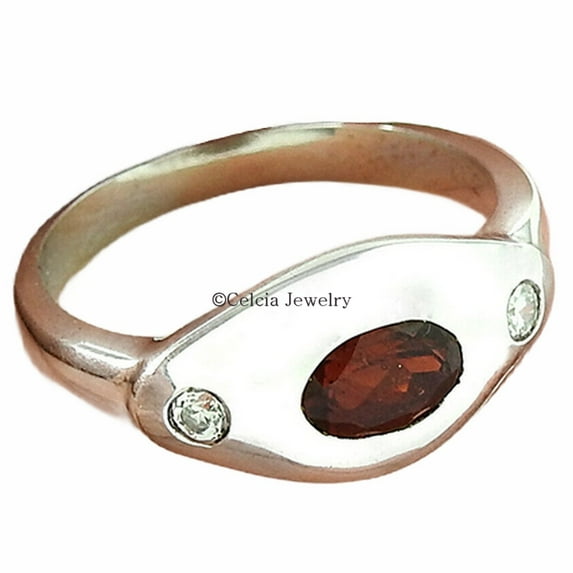 925 Sterling Silver, Garnet & CZ Gemstone Ring, Stackable Ring, Stacking Ring, Spiritual Gifts, Anxiety Ring, January April Birthstone Ring, Promise Ring, Unique Gifts For Women (7)