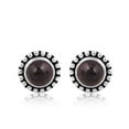 thumbnail image 1 of 925 Sterling Silver Garnet Cabochon Round 6mm Gemstone Oxidized Stud Earrings for Women, 1 of 7